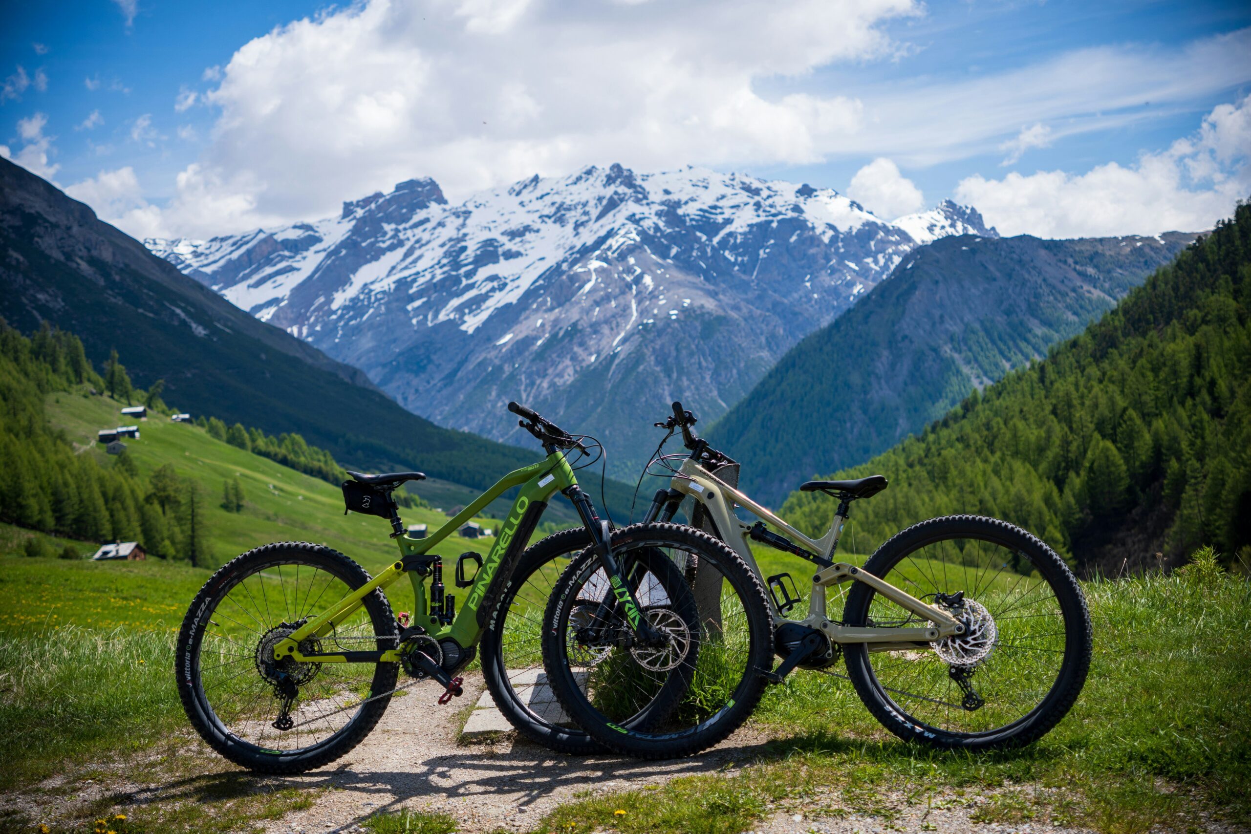E-bike rider exploring scenic forest trail during sunset.
